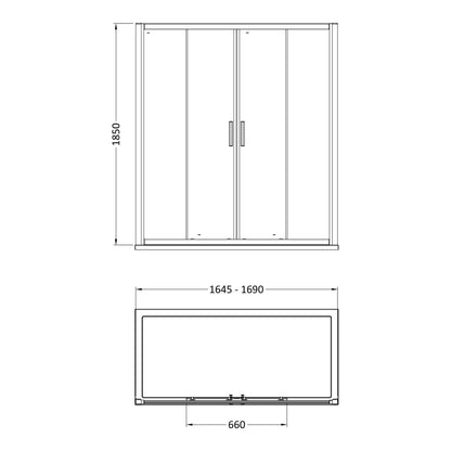 Fairford 6mm, 1700mm Sliding Double Shower Door