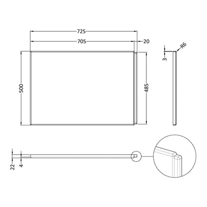 Fairford Acrylic B Shape End Panel, 750mm
