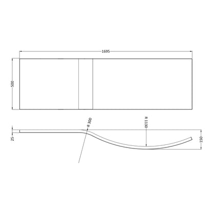 Fairford Acrylic B Shape Side Panel, 1700mm