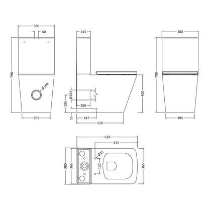 Fairford Grove Pure Back To Wall Toilet with Soft Close Seat