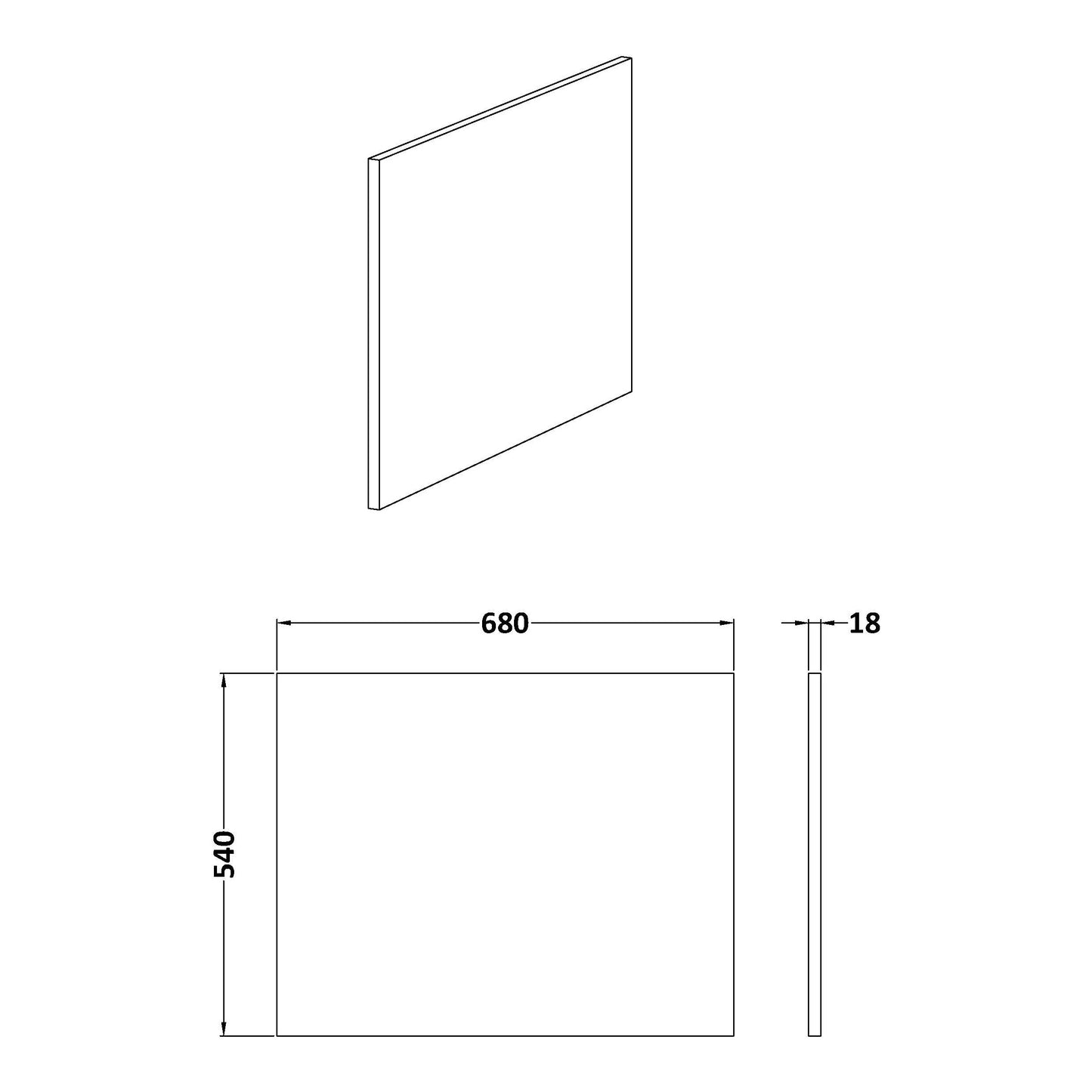 Fairford MDF Grey Gloss End Panel, 700mm