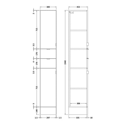 Fairford Union 300mm Bleached Oak Tall Unit (355mm Depth)