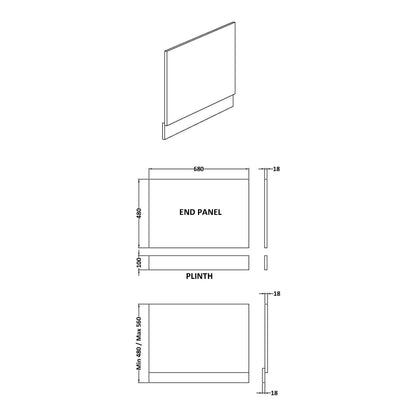 Fairford Solace Oak 700mm Bath End Panel with Plinth