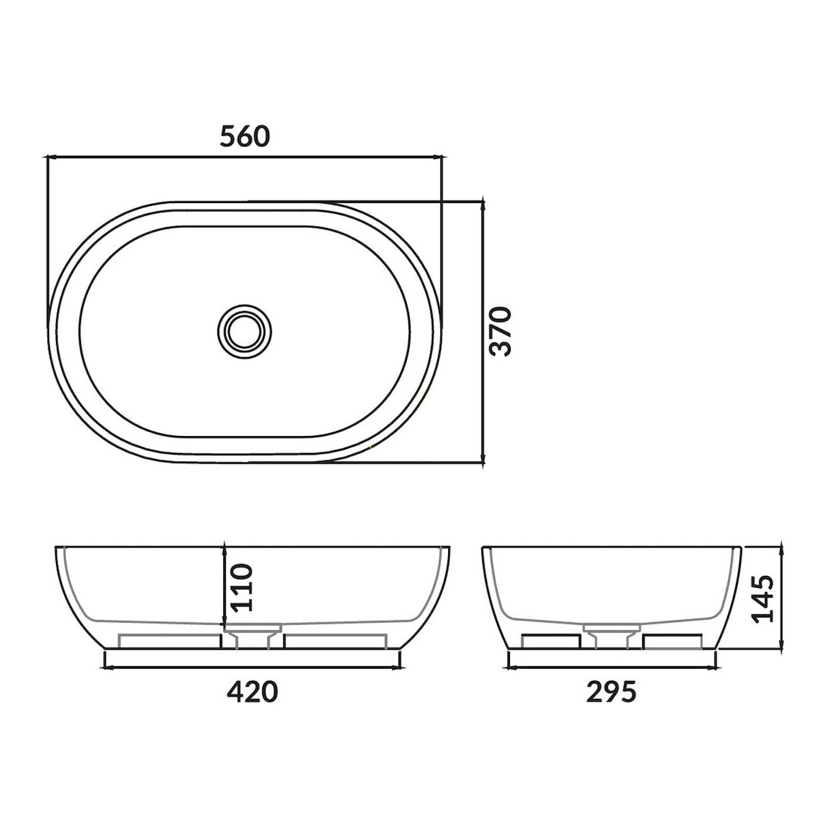 Fairford Neo 560mm Counter Top Basin - Matt White