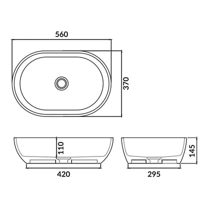 Fairford Neo 560mm Counter Top Basin - Matt White