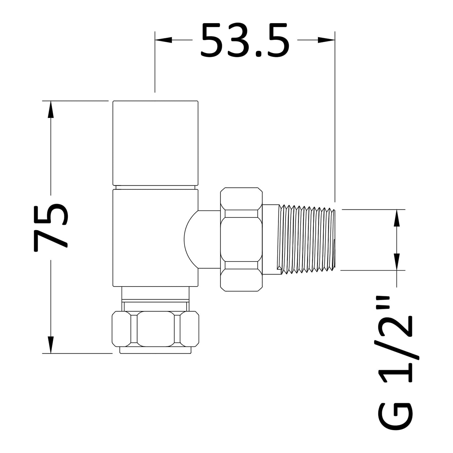 Fairford Square Radiator Valve, Angled, Pair