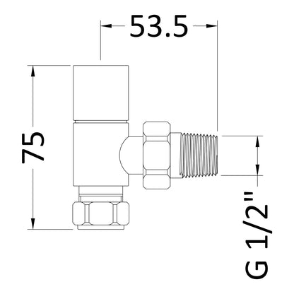 Fairford Square Radiator Valve, Angled, Pair