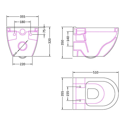 Fairford Turin Wall Hung Toilet