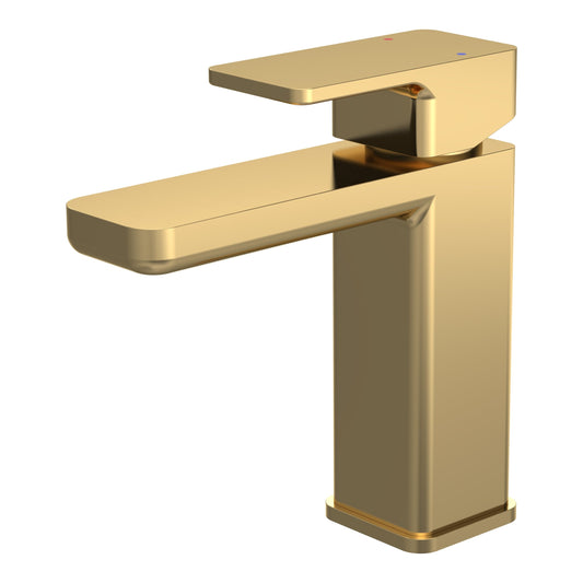 Fairford Una 2 Brushed Brass Basin Mixer with Push Button Waste