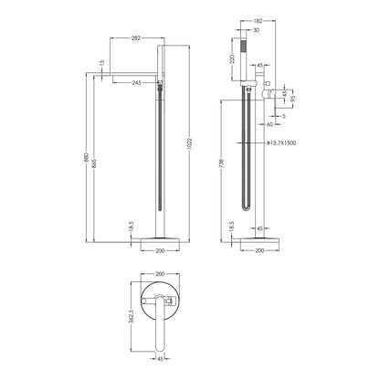 Fairford Una 2 Brushed Brass Freestanding Bath Shower Mixer