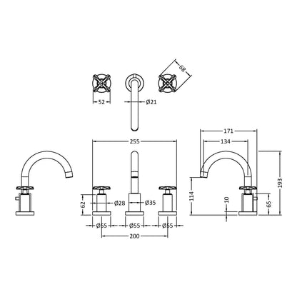 Fairford Verso 3 Hole Deck Mounted Basin Mixer