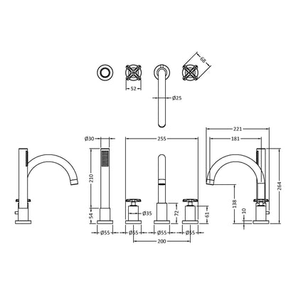 Fairford Verso 4 Hole Deck Mounted Bath Shower Mixer
