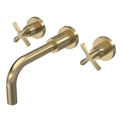 Fairford Verso Brushed Brass 3 Hole Wall Mounted Basin Mixer