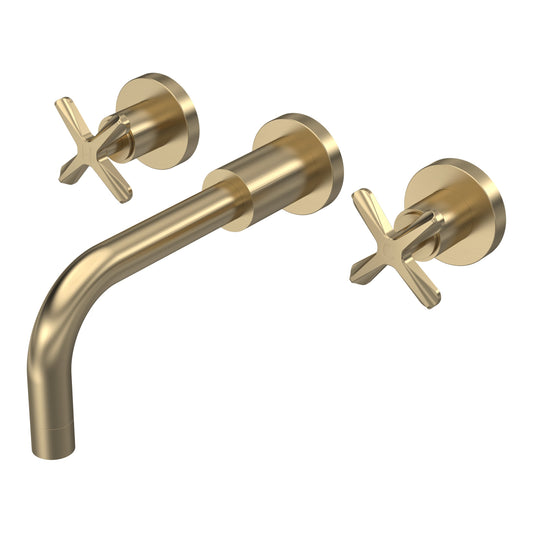 Fairford Verso Brushed Brass 3 Hole Wall Mounted Basin Mixer