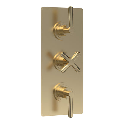Fairford Verso Brushed Brass Concealed Triple Valve with Diverter
