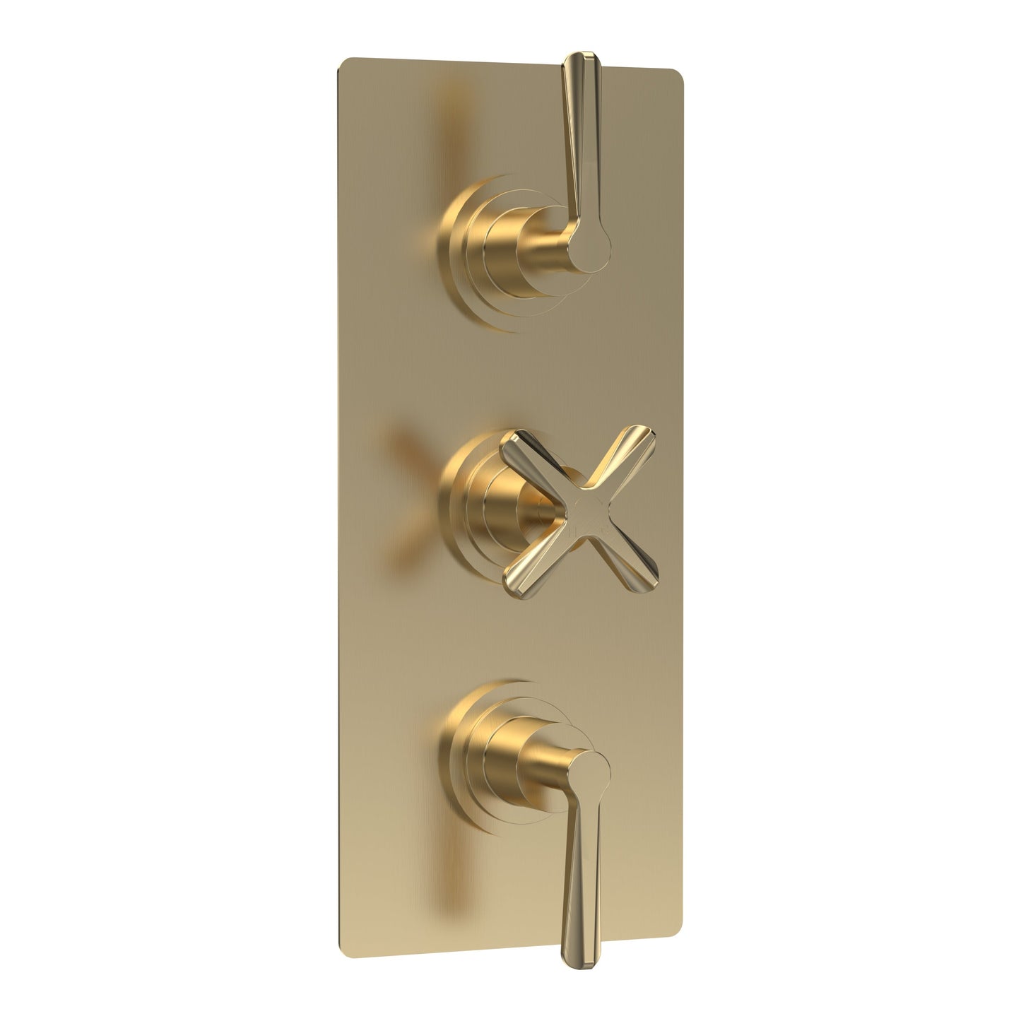 Fairford Verso Brushed Brass Concealed Triple Valve, 2 Outlets