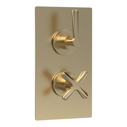 Fairford Verso Brushed Brass Concealed Twin Valve with Diverter