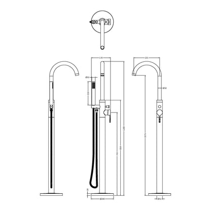 Fairford Verso Brushed Brass Freestanding Bath Shower Mixer