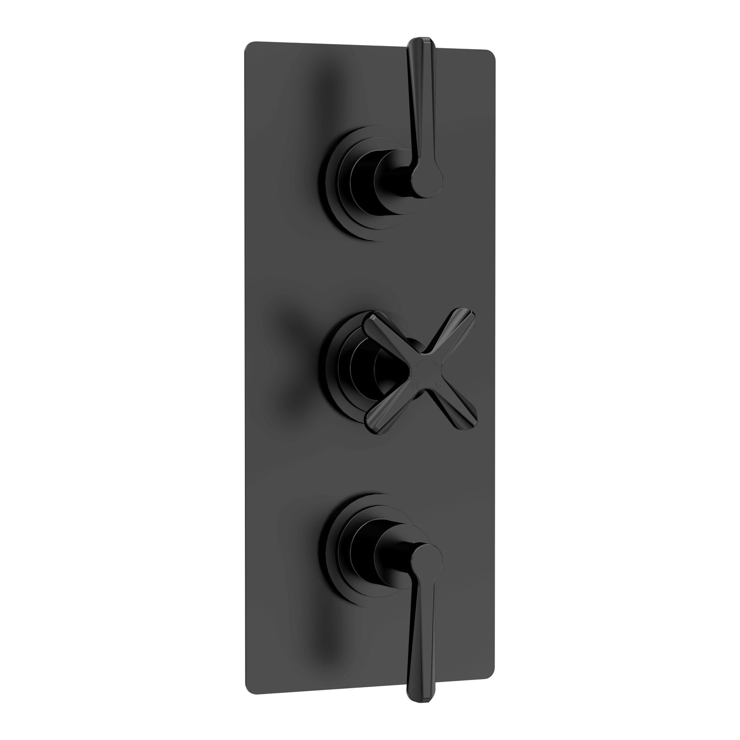 Fairford Verso Matt Black Concealed Triple Valve, 2 Outlet