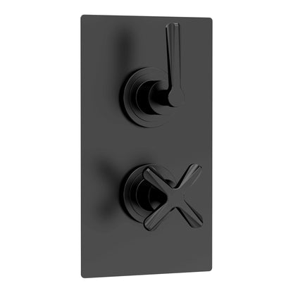 Fairford Verso Matt Black Concealed Twin Valve with Diverter, 2 Outlet