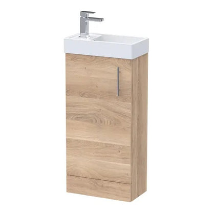 Fairford Minimalist 400mm Bleached Oak Floorstanding Vanity Unit & Basin