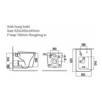 Nera Square Wall Hung Pan with Soft Close Seat