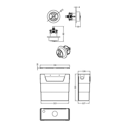 Fairford Tirer Concealed Cistern with Matt Black Traditional Button