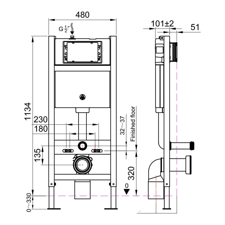 Fairford Virta Full Height Frame and Cistern