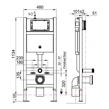 Fairford Virta Full Height Frame and Cistern