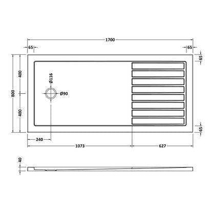 Fairford 1700 x 800mm A/S Walk In Shower Tray