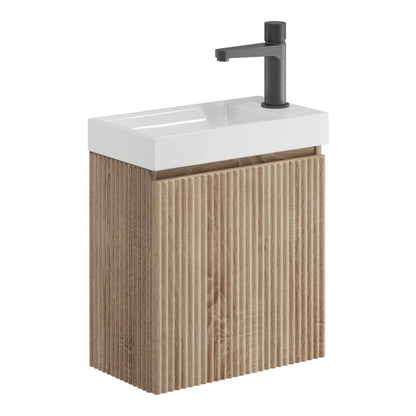 Fairford Fluted Country Oak 400mm Wall Hung Vanity Unit