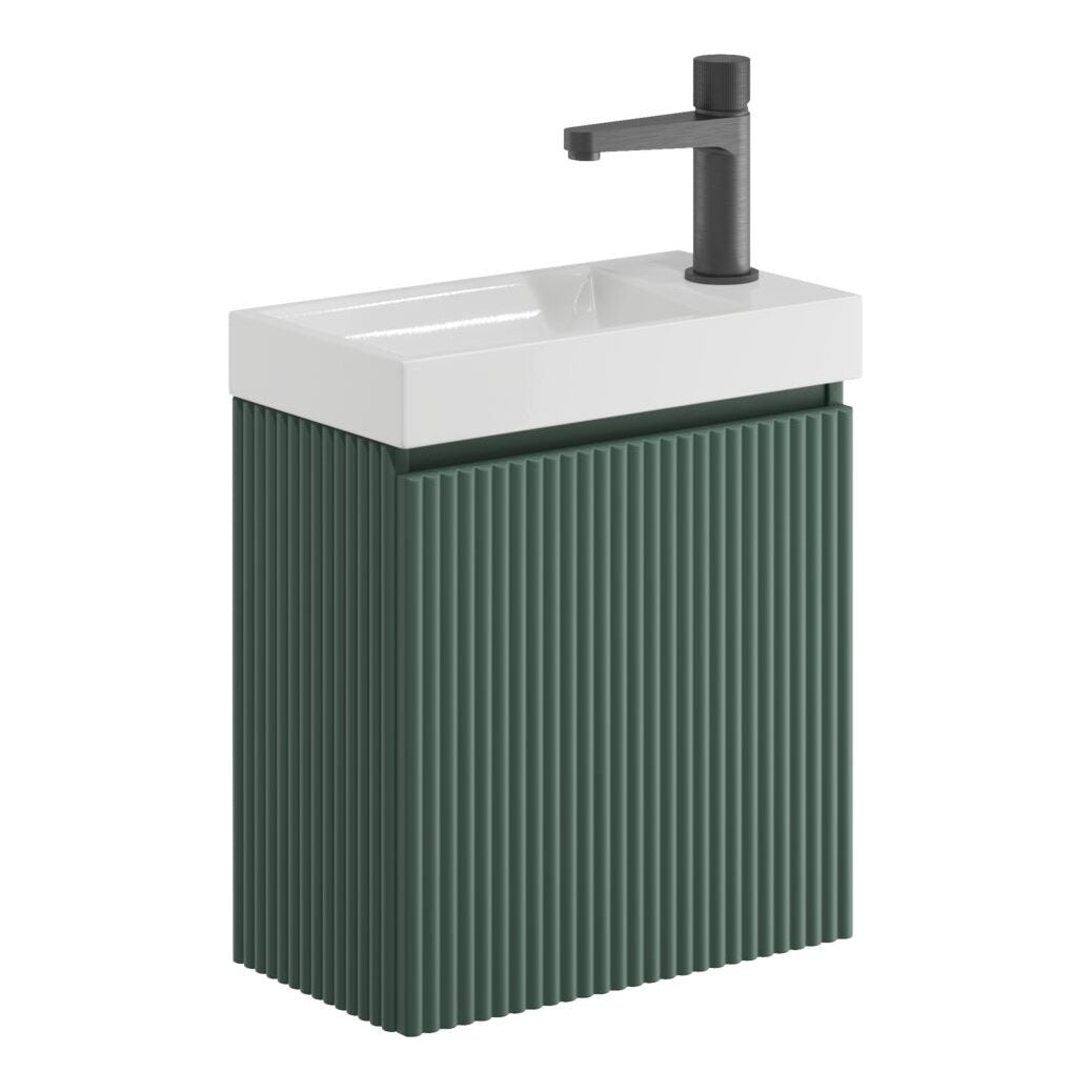 Fairford Fluted Reed Green 400mm Wall Hung Vanity Unit