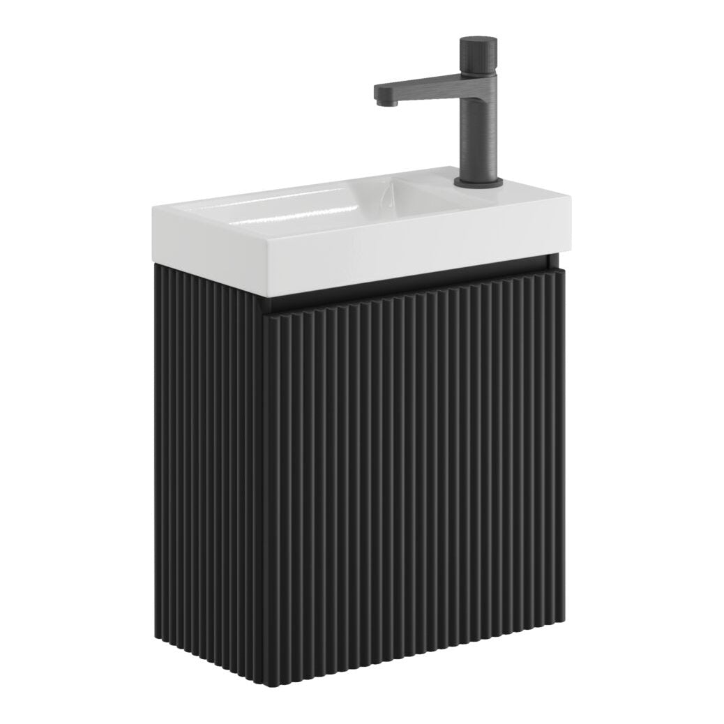 Fairford Fluted Matt Black 400mm Wall Hung Vanity Unit