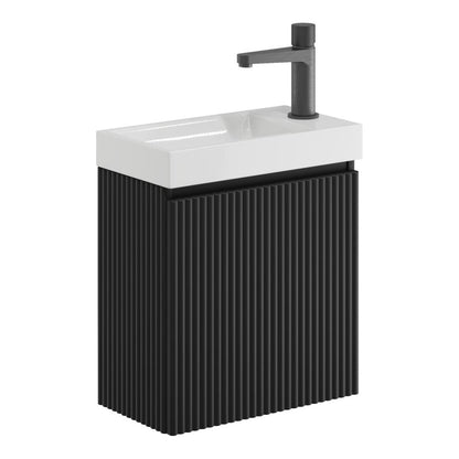 Fairford Fluted Matt Black 400mm Wall Hung Vanity Unit