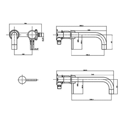 Fairford Element 7 Gunmetal Wall Mounted Basin / Bath Filler