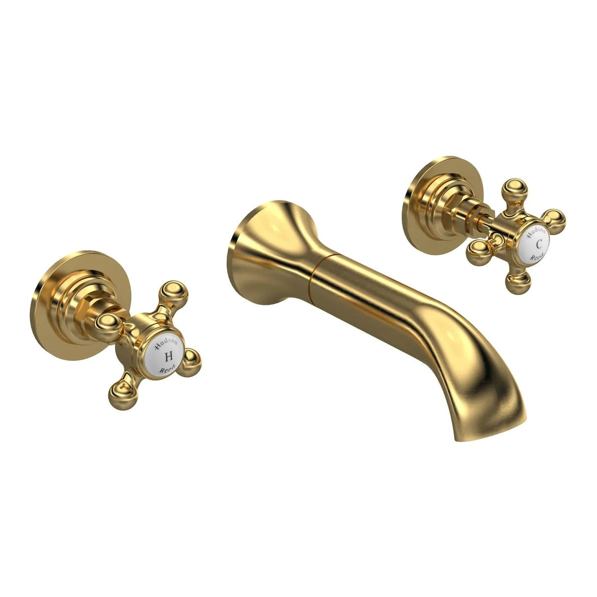 Fairford Winchester Brushed Brass 3 Hole Wall Mounted Basin Mixer