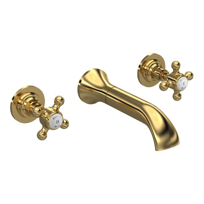 Fairford Winchester Brushed Brass 3 Hole Wall Mounted Basin Mixer