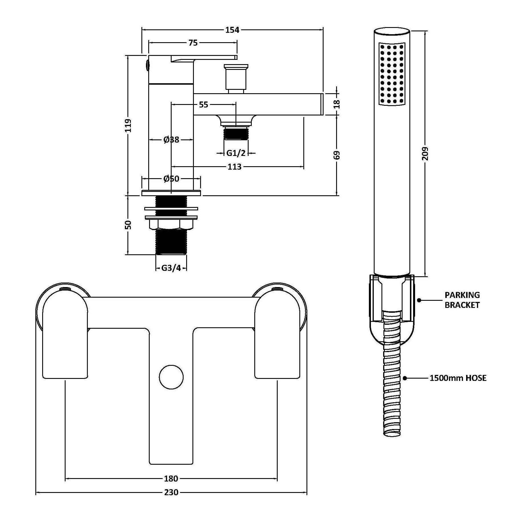 Fairford Loft Chrome Bath Shower Mixer