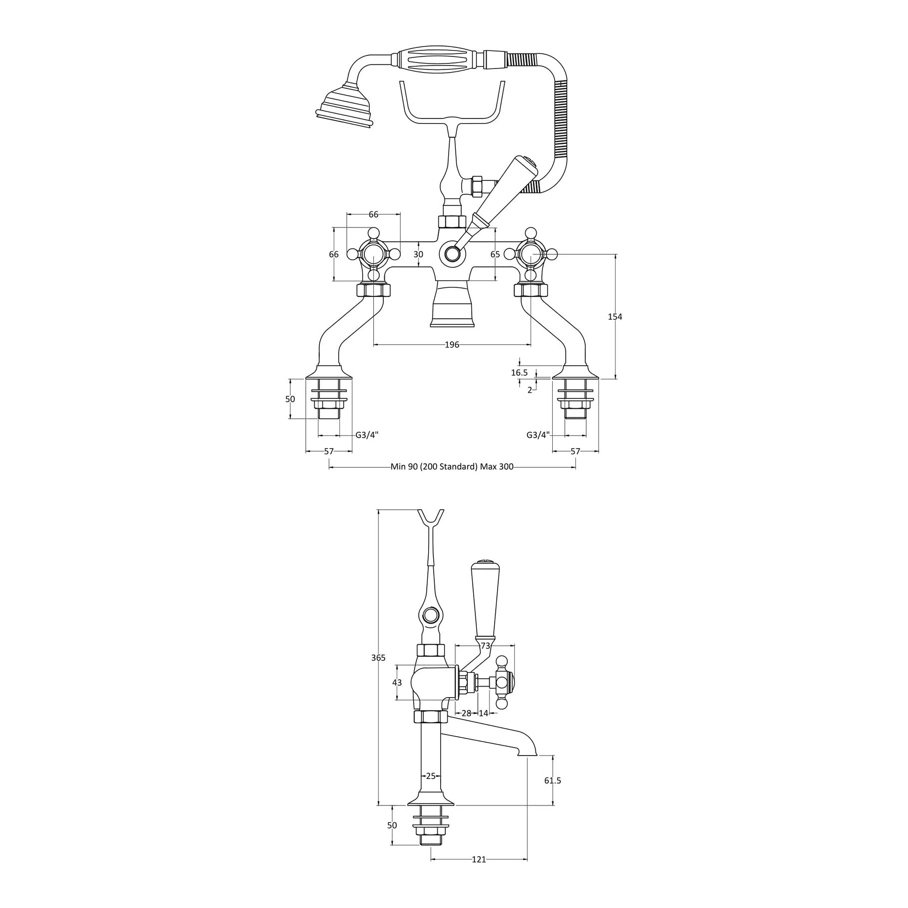 Fairford Winchester Brushed Brass Bath Shower Mixer