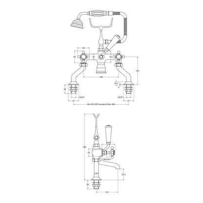 Fairford Winchester Brushed Brass Bath Shower Mixer