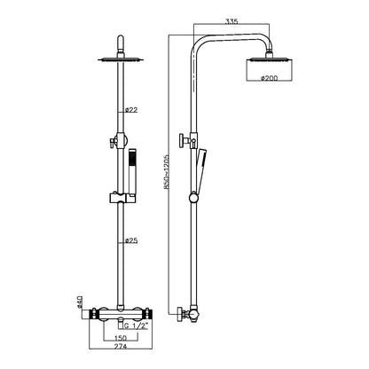 Fairford Element 7 Gunmetal Exposed Shower Kit