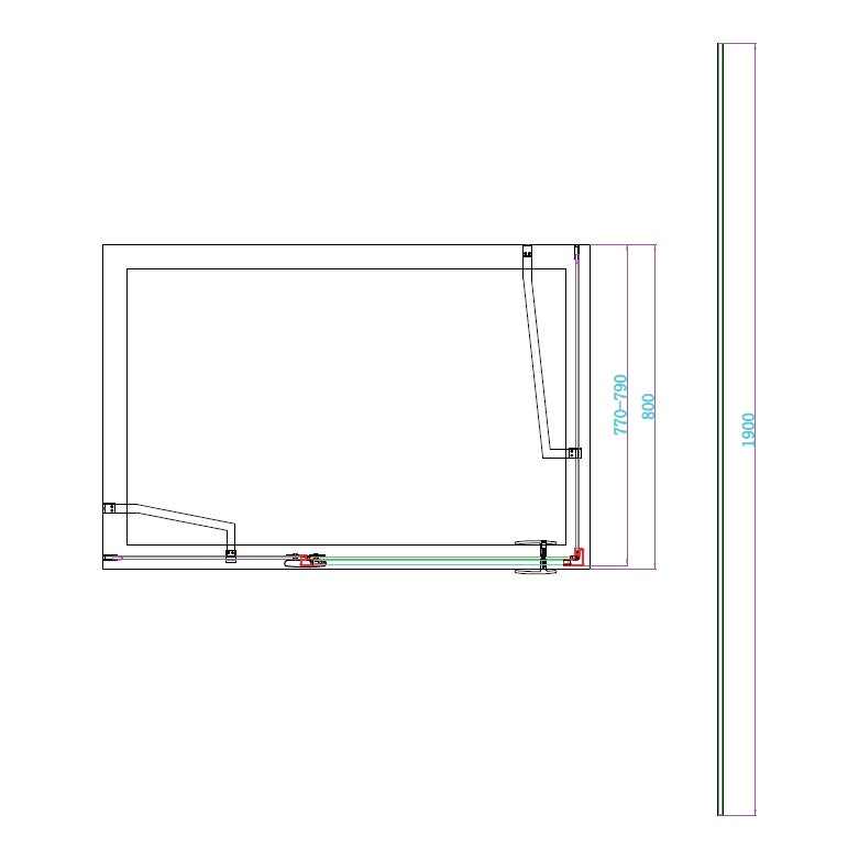 Fairford 8mm Frameless 800mm Chrome Side Panel - For Hinged Door