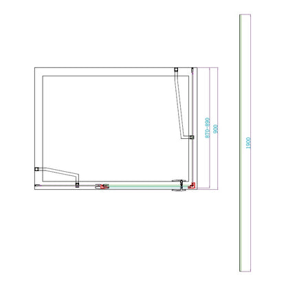 Fairford 8mm Frameless 900mm Chrome Side Panel - For Hinged Door