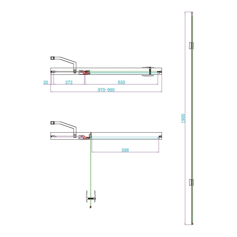 Fairford 8mm Frameless 1000mm Brushed Brass Hinged Shower Door