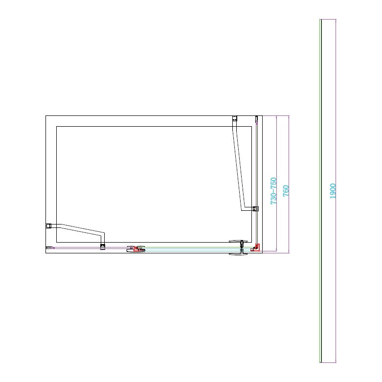 Fairford 8mm Frameless 760mm Brushed Brass Side Panel - For Hinged Door