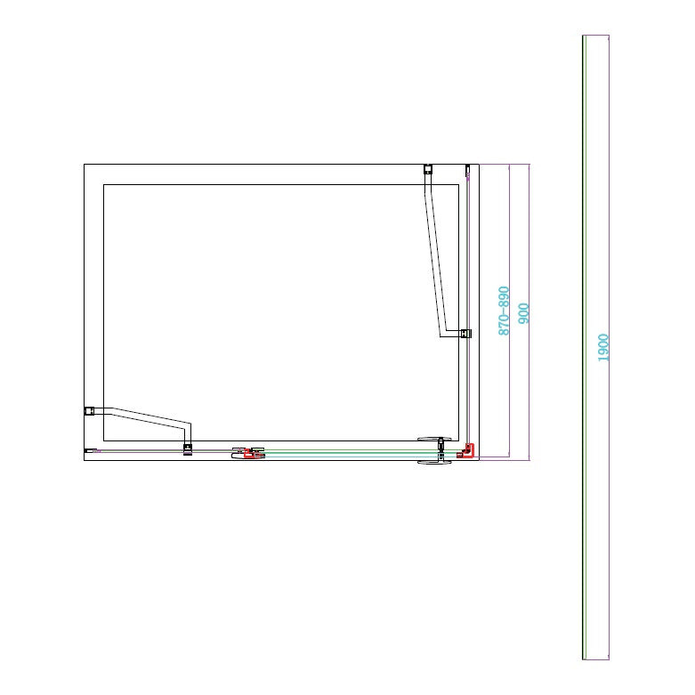 Fairford 8mm Frameless 900mm Brushed Brass Side Panel - For Hinged Door