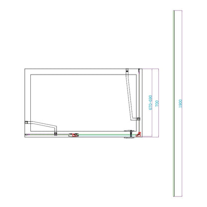 Fairford 8mm Frameless 700mm Matt Black Side Panel - For Hinged Door