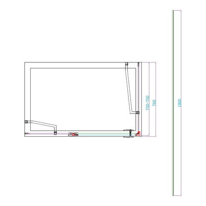 Fairford 8mm Frameless 760mm Matt Black Side Panel - For Hinged Door