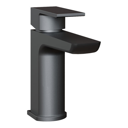 Fairford Una Matt Black Basin Mixer with Push Button Waste