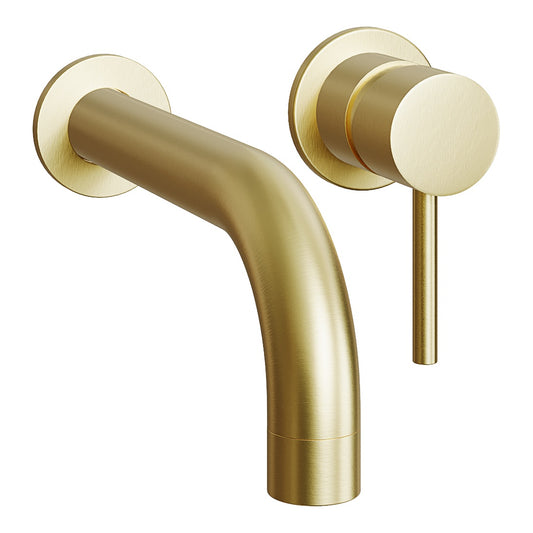 Fairford Element 7 Brushed Brass Wall Mounted Basin Mixer